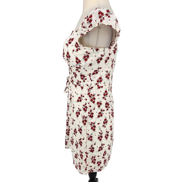 Nasty Gal Lace-Up Floral Mini Dress Size 6 Sweetheart Neckline Romantic - Picture 4 of 6